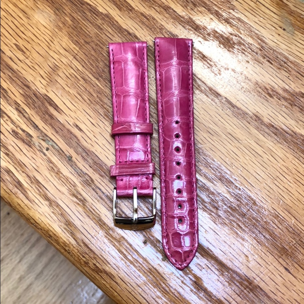 Michele hot pink alligator strap